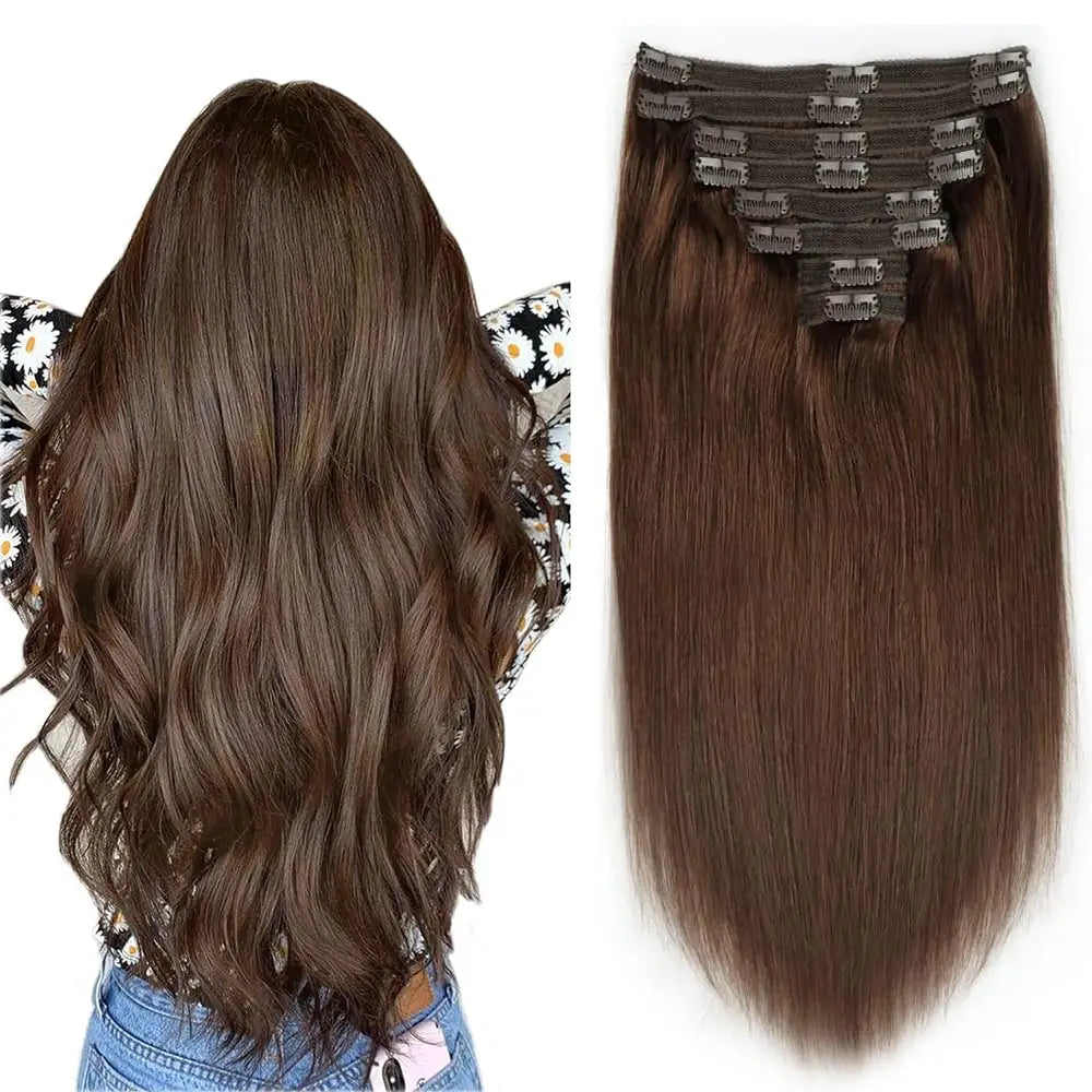 Thick Brown Clip-In Extensions