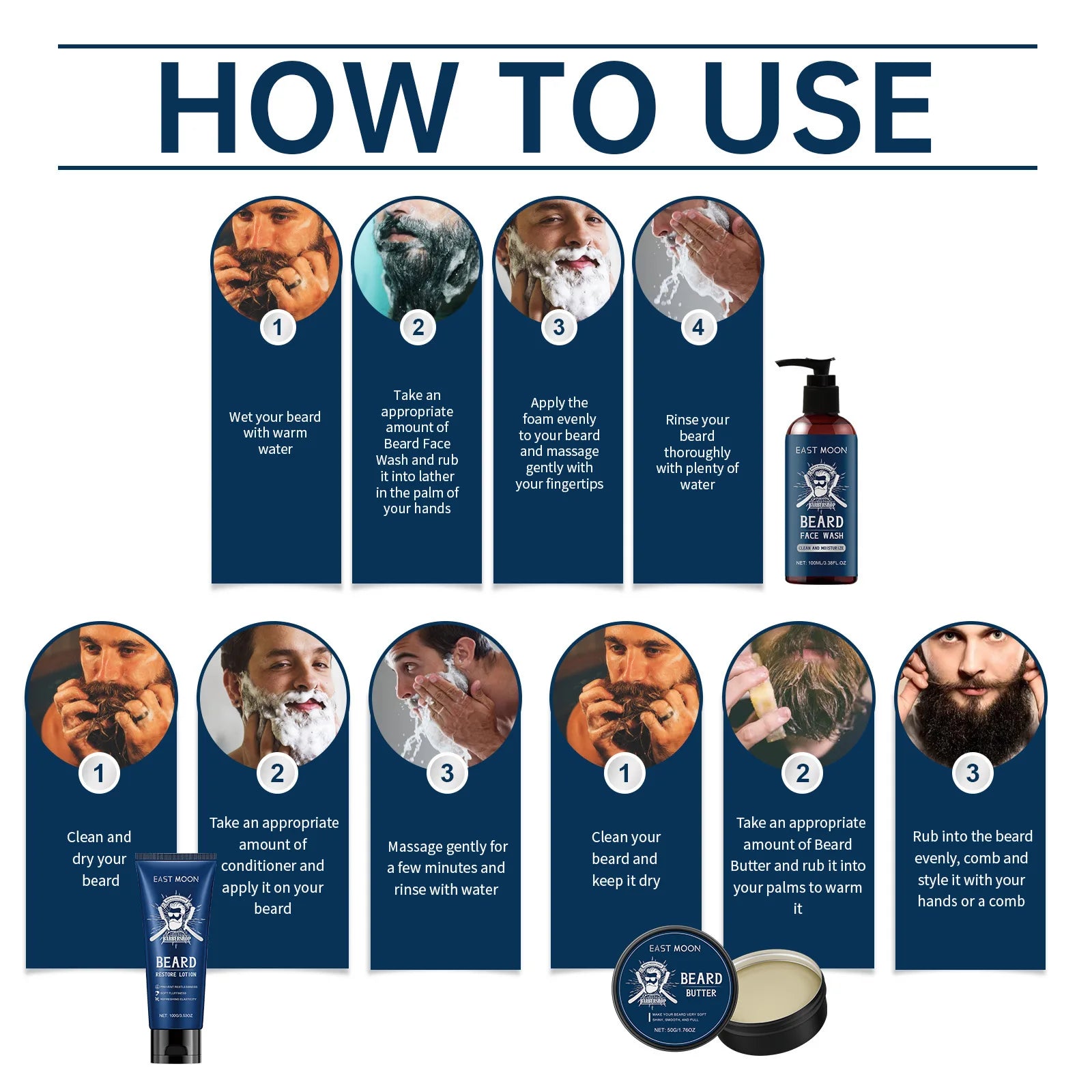 EASTMOON Beard Care Kit (Sandalwood Fragrance)