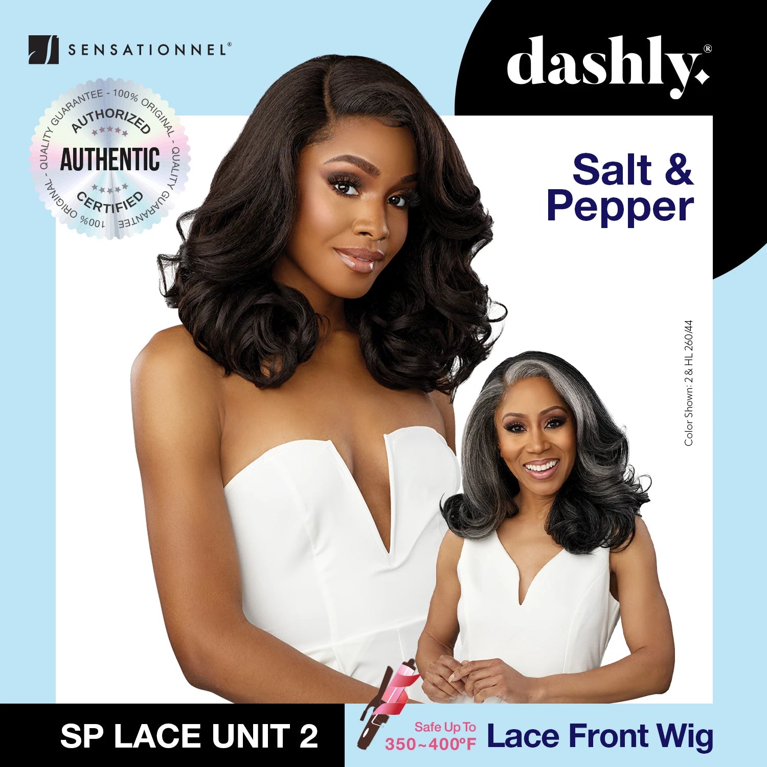Sensationnel Dashly HD Lace Front Wig Salt N Pepper SP Unit 2