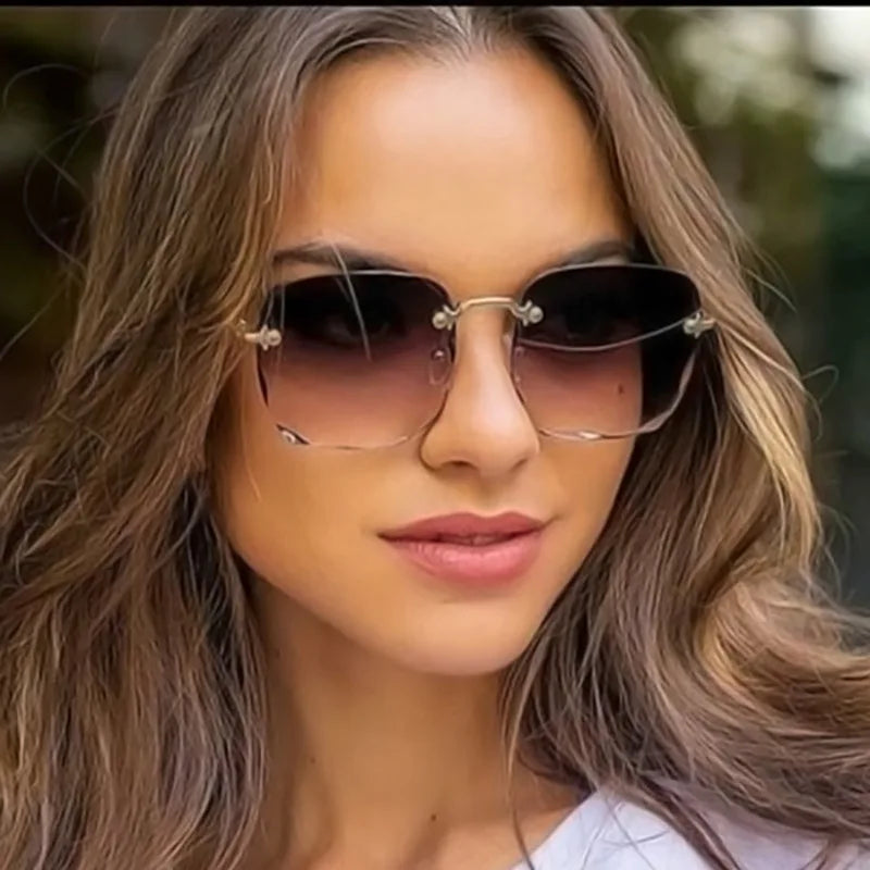 3-Pack Square Rimless Sunglasses for Men & Women | UV400 Protection, Trendy Summer Shades