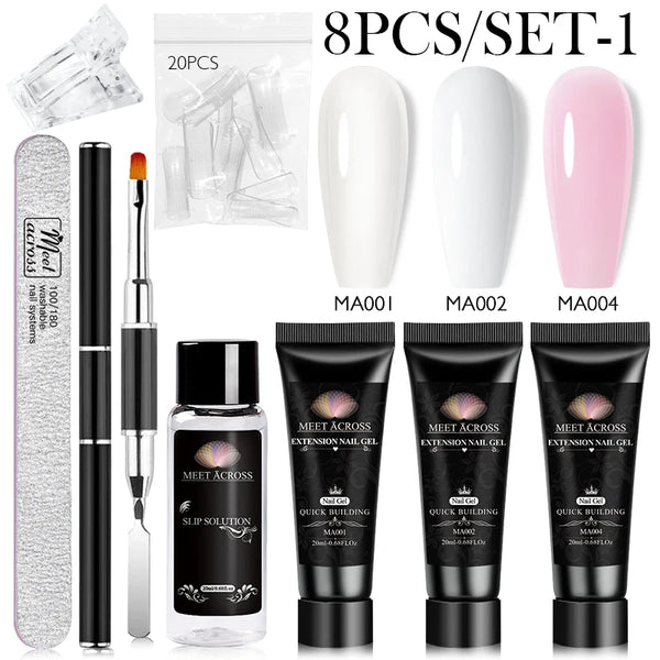 MEET ACROSS Polygel Extension Nail Set – 8 Colors