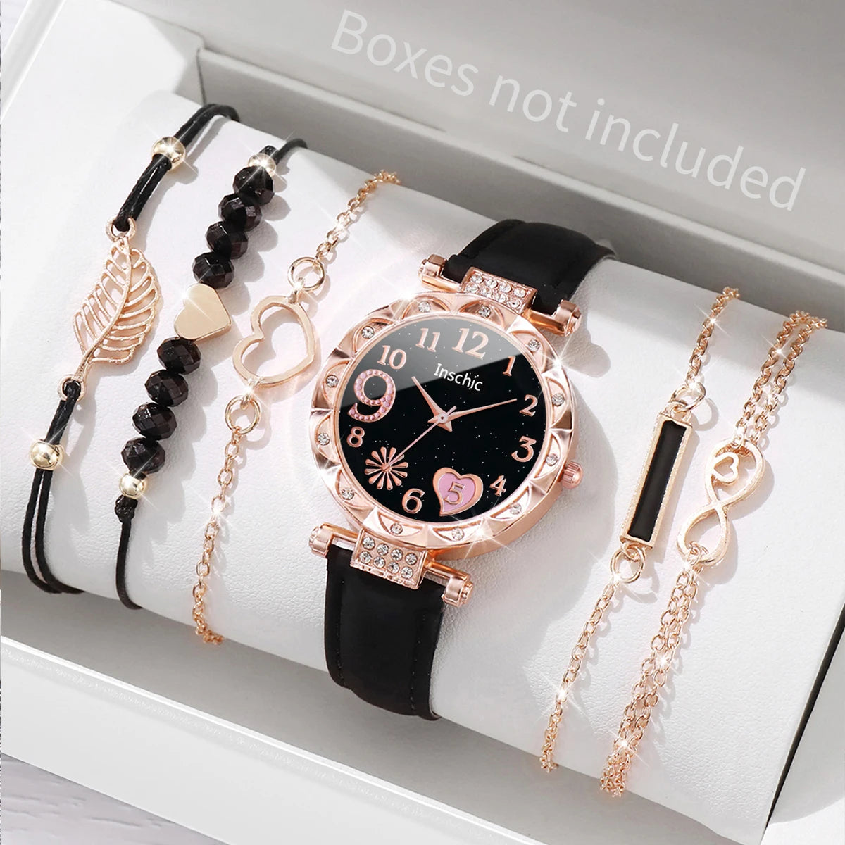 Women's 6-Piece Heart Dial Watch & Bracelet Set