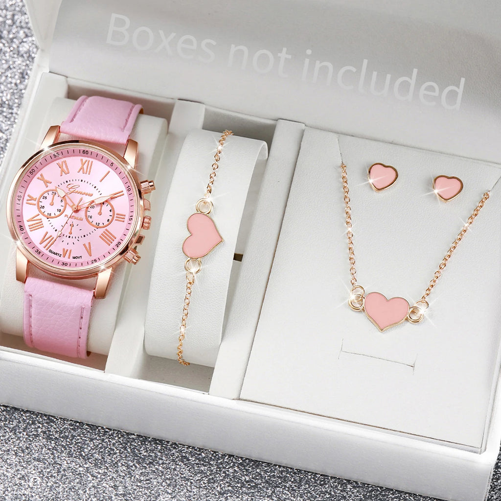 Women's 6-Piece Rhinestone Watch & Jewelry Set