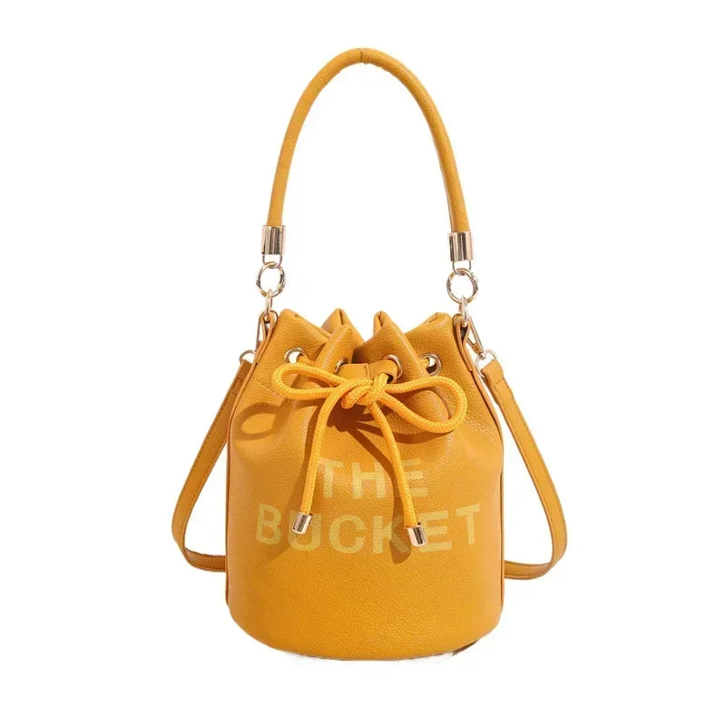 Women's Denim & Vegan Leather Bucket Bag | Casual Crossbody Shoulder Purse