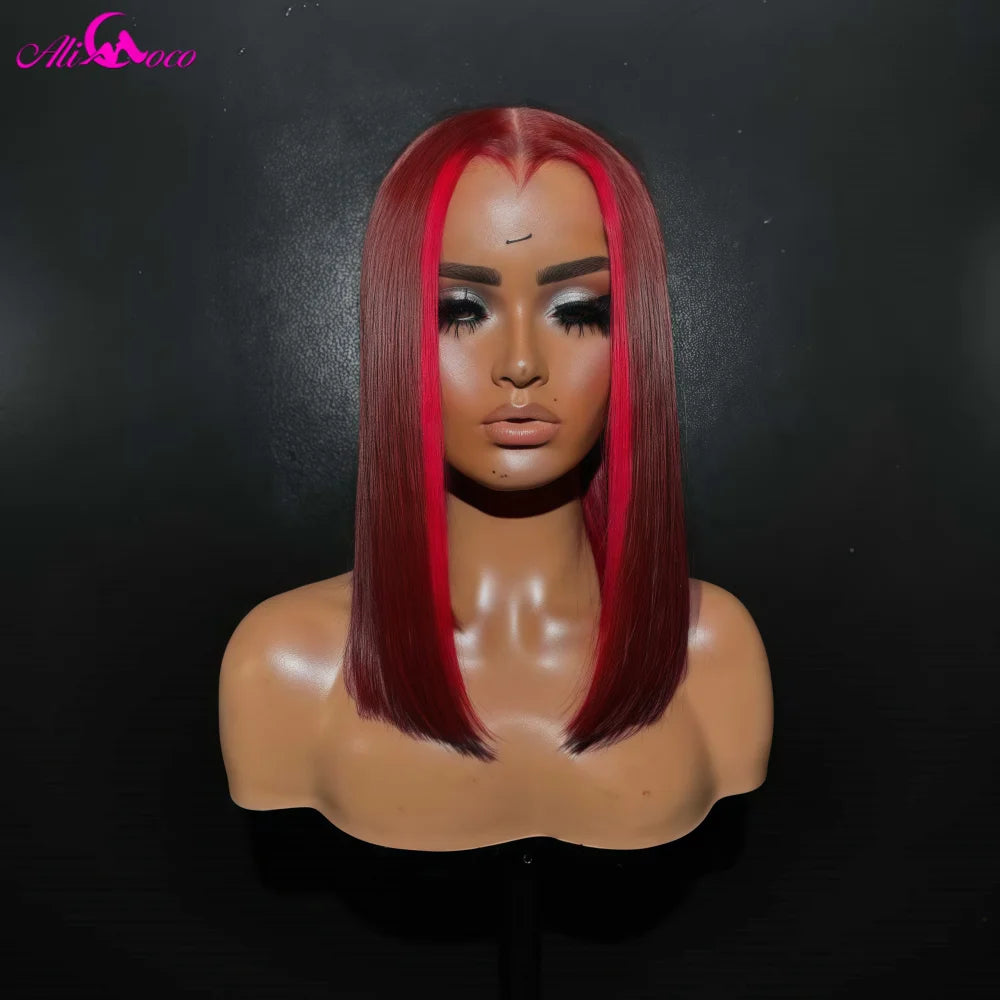 99J Highlight Red Short Bob Lace Front Wig