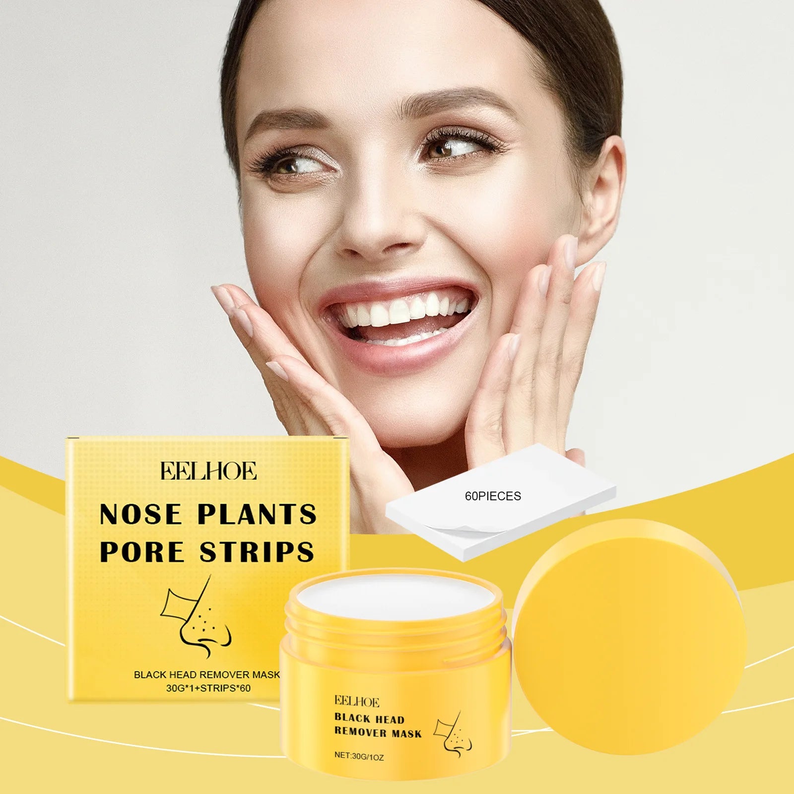 EELHOE Blackhead Remover Peel-Off Mask + 60 Strips