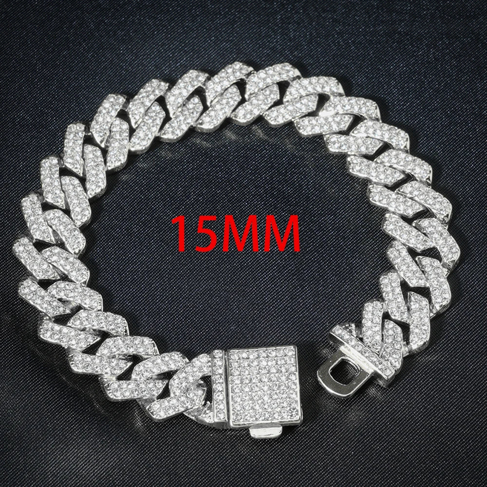 Men's Hip Hop Iced Out Jewelry Set | Chain, Bracelet & Ring —  Silver Tone