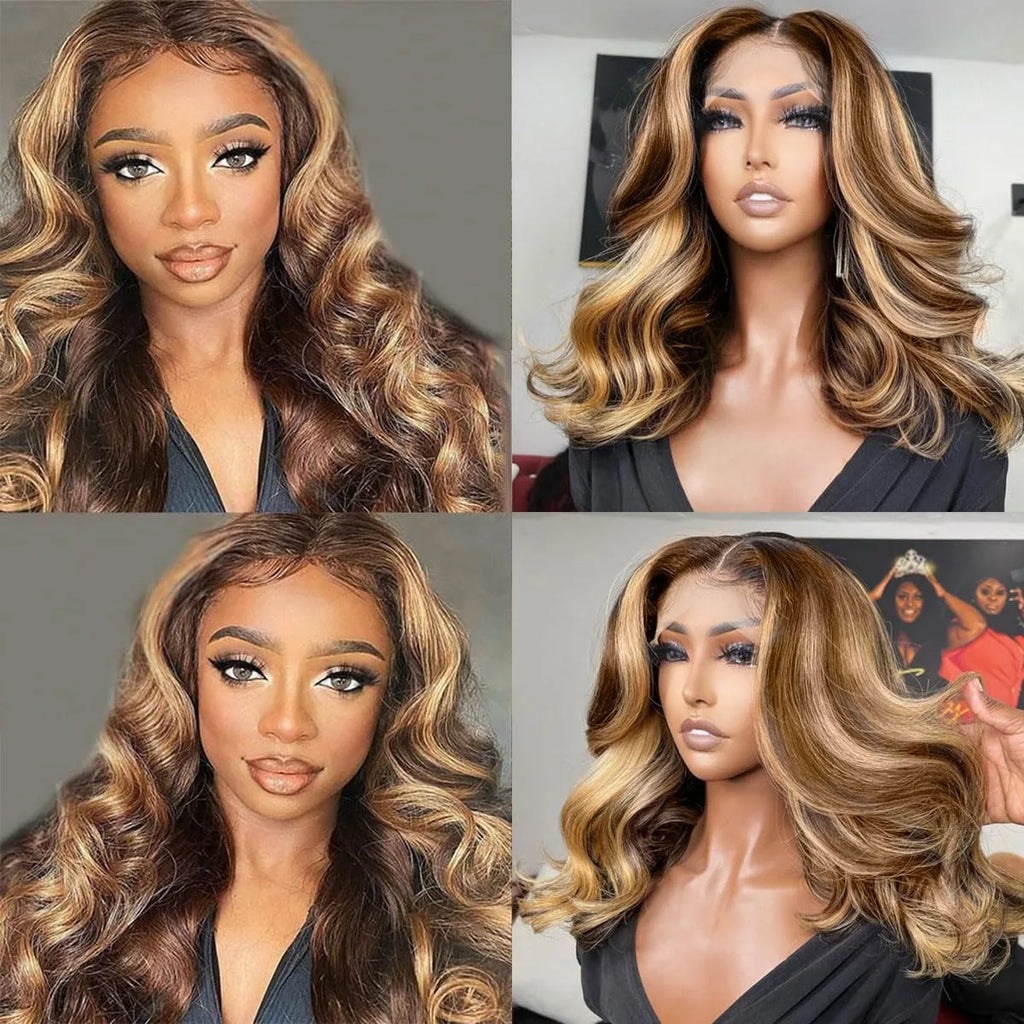 Honey Blonde Highlight Bob Lace Front Wig