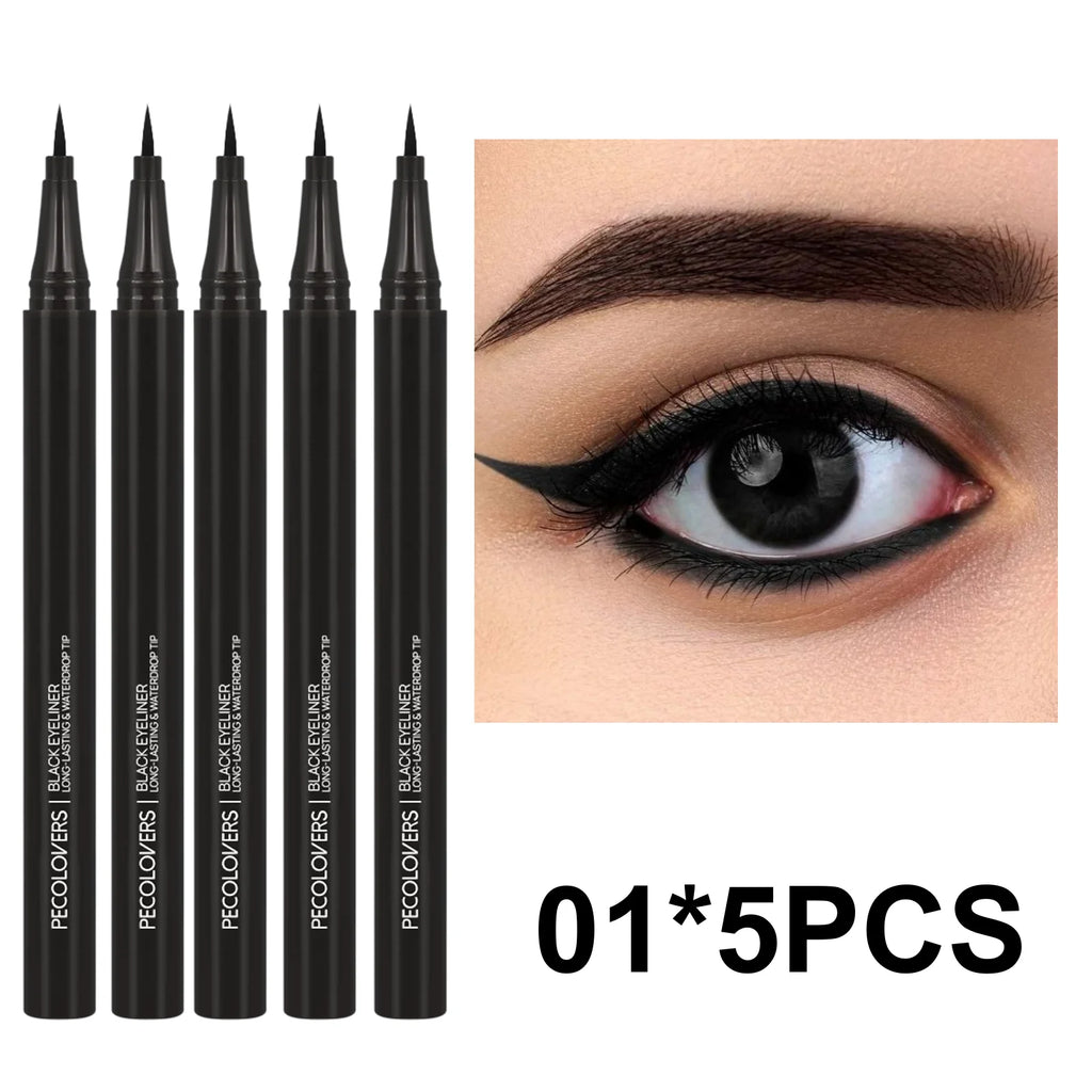 PECOLOVERS Liquid Eyeliner Pen Set – 5pcs Black