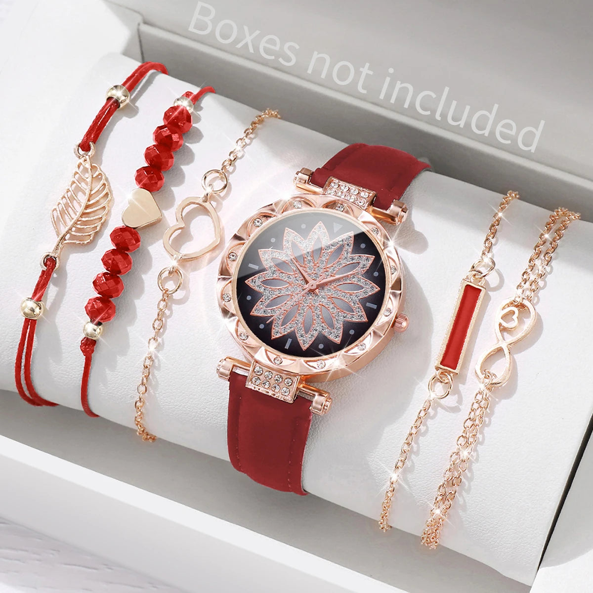 Women's 6-Piece Heart Dial Watch & Bracelet Set