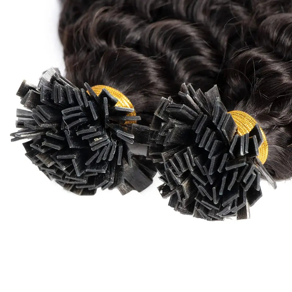 Deep Curly Flat-Tip Keratin Extensions