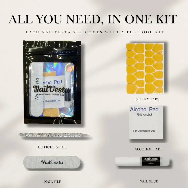 24-Piece Luxury Short Square Coffin Style Crystal Press-On Nails