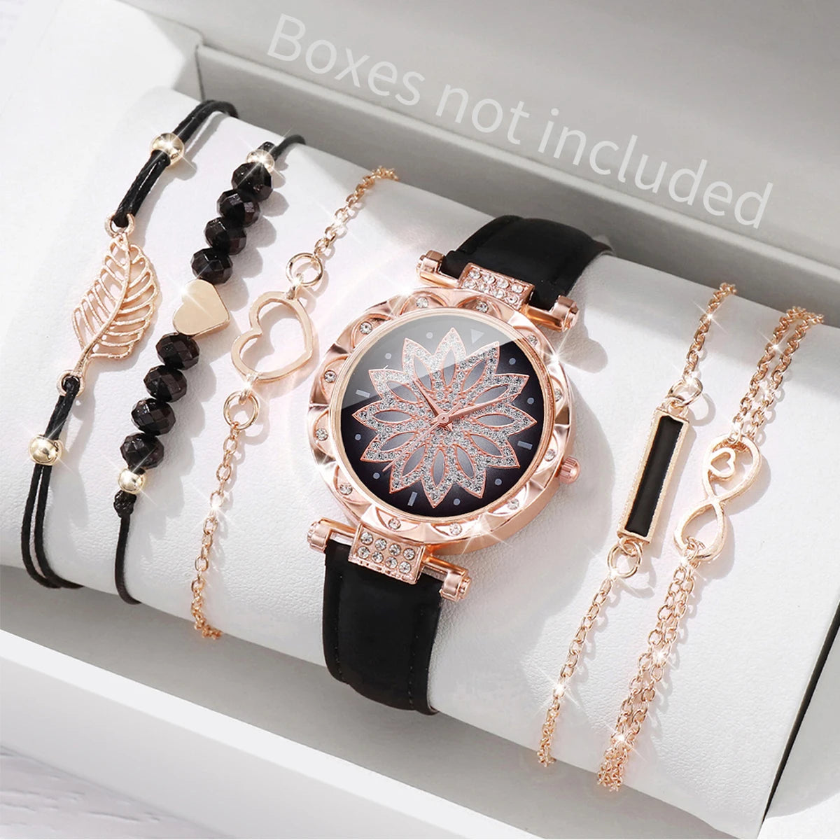 Women's 6-Piece Heart Dial Watch & Bracelet Set