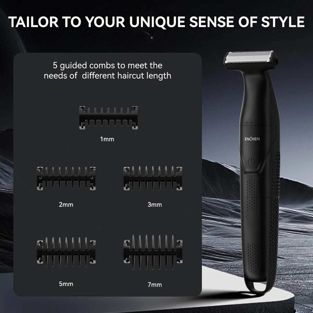 Waterproof Electric Body Hair Trimmer & Shaver IPX6 | 90-Min Battery, 5 Guide Combs