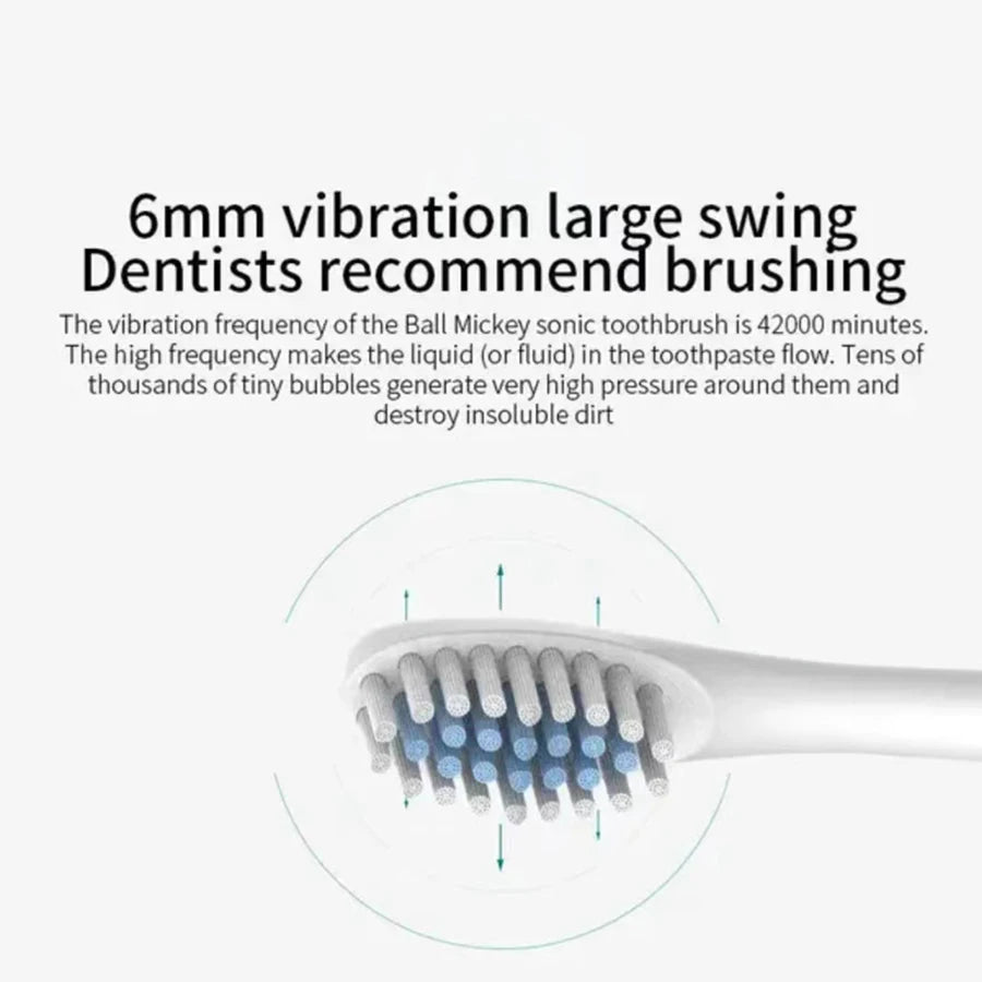 Electric Ultrasonic Toothbrush | 6-Speed USB Rechargeable Waterproof Toothbrush for Adults