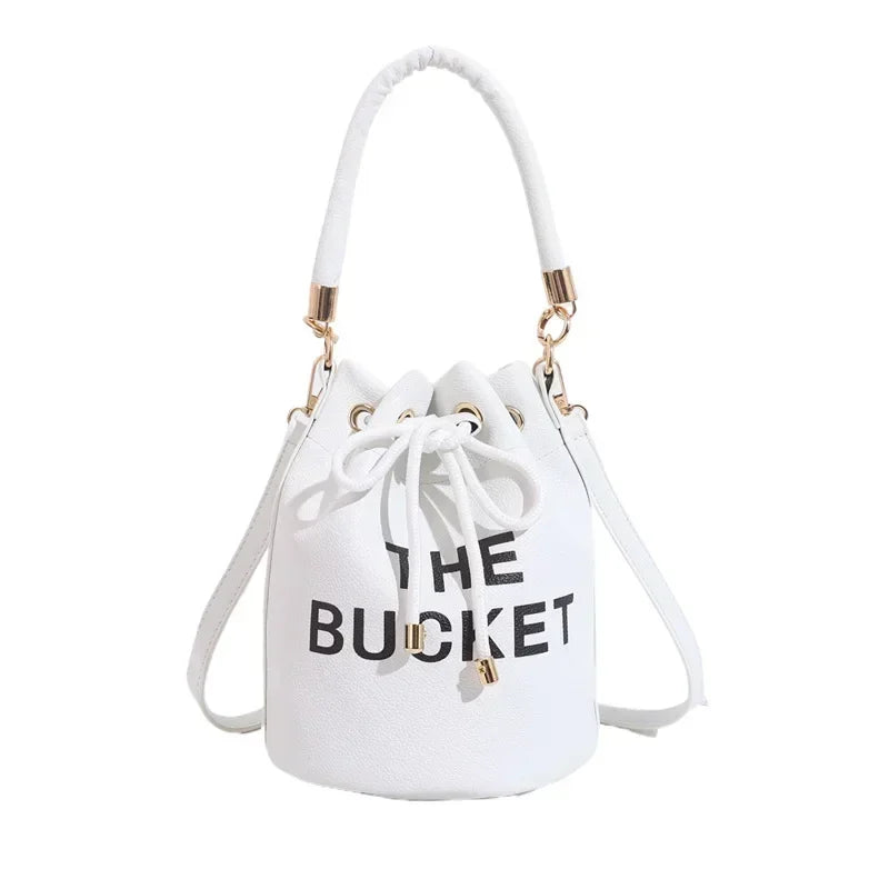 Women's Denim & Vegan Leather Bucket Bag | Casual Crossbody Shoulder Purse