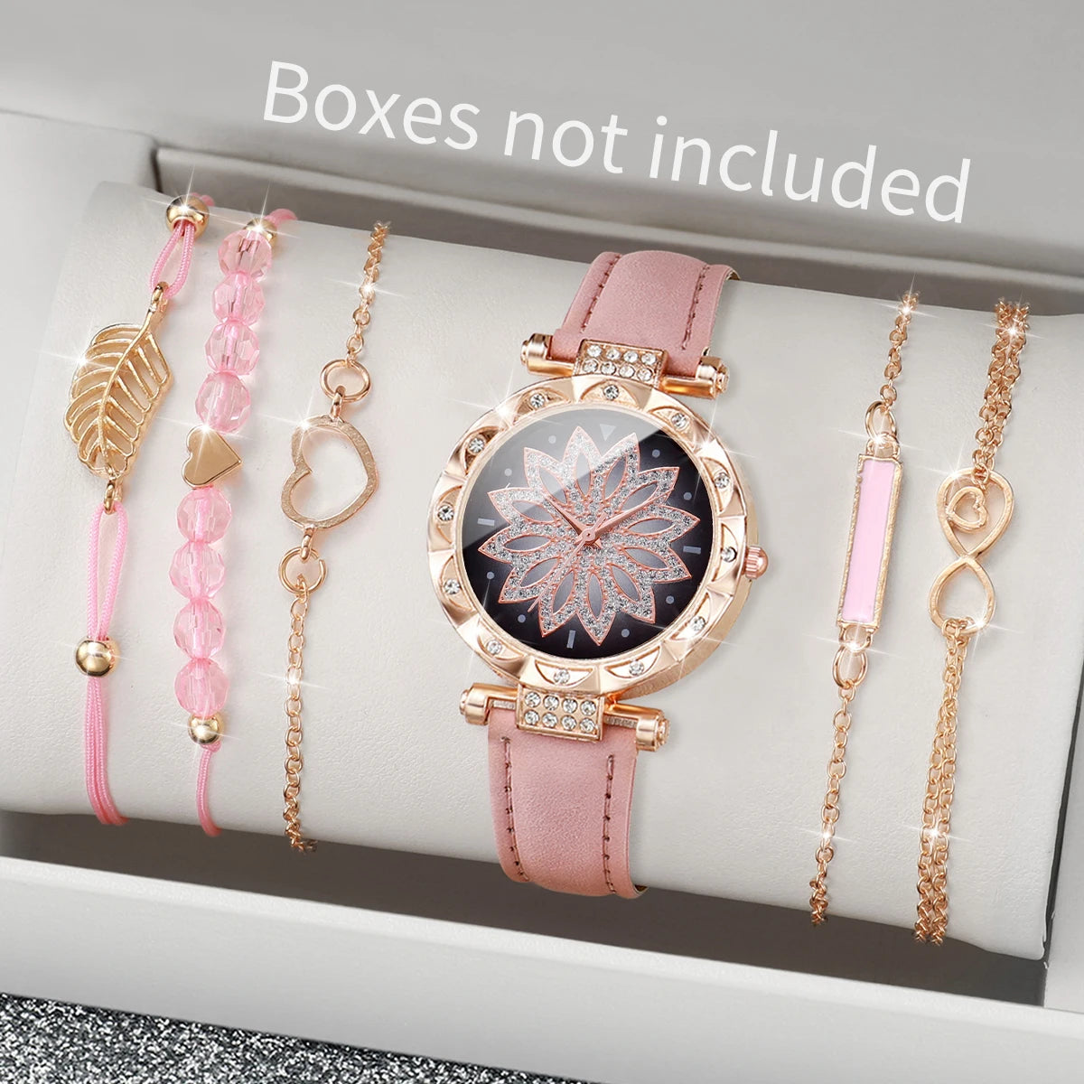 Women's 6-Piece Heart Dial Watch & Bracelet Set