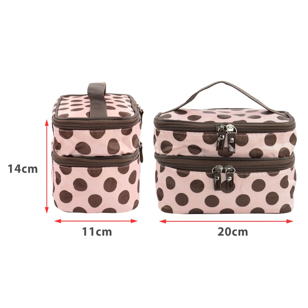 Women's Travel Makeup Bag with Mirror | Double Layer PVC Cosmetic Organizer