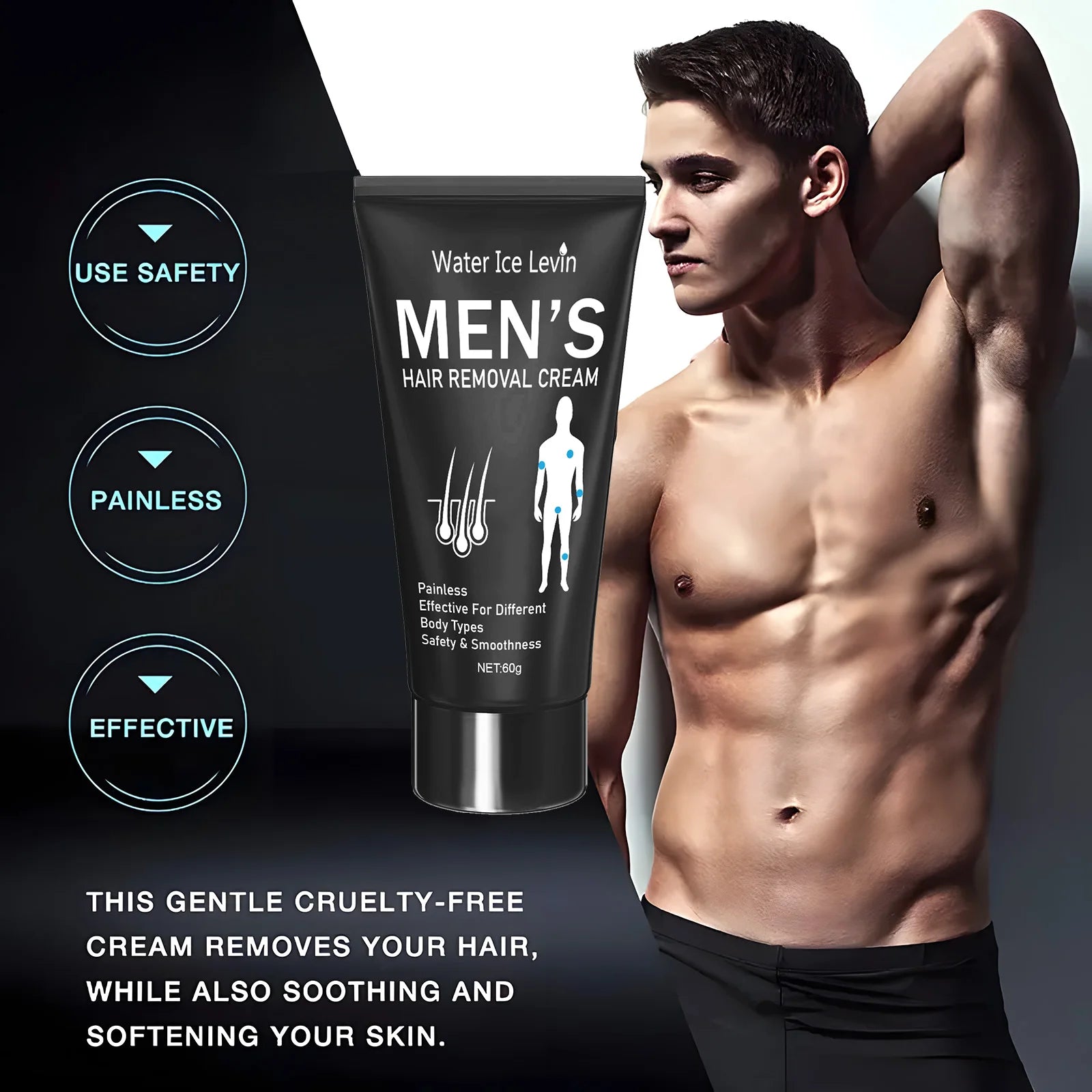 Painless Hair Removal Cream for Men & Women | Smooth Skin Formula 60g