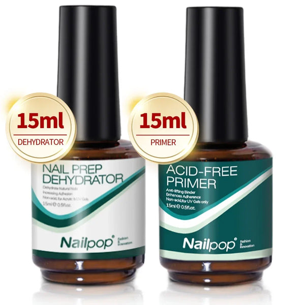 NailPop Nail Dehydrator & Acid-Free Primer Kit – 15ml Each