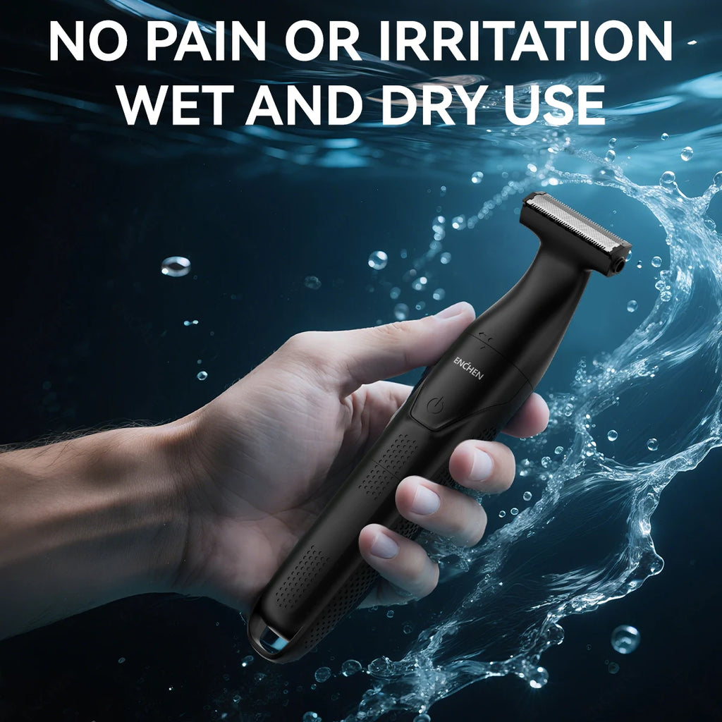 Waterproof Electric Body Hair Trimmer & Shaver IPX6 | 90-Min Battery, 5 Guide Combs