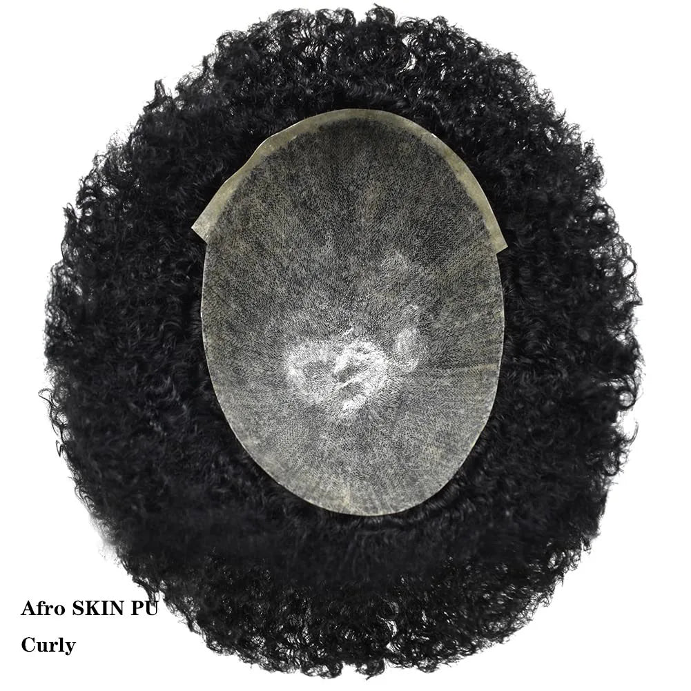 Afro Curl Full PU Men’s Hair Prosthesis