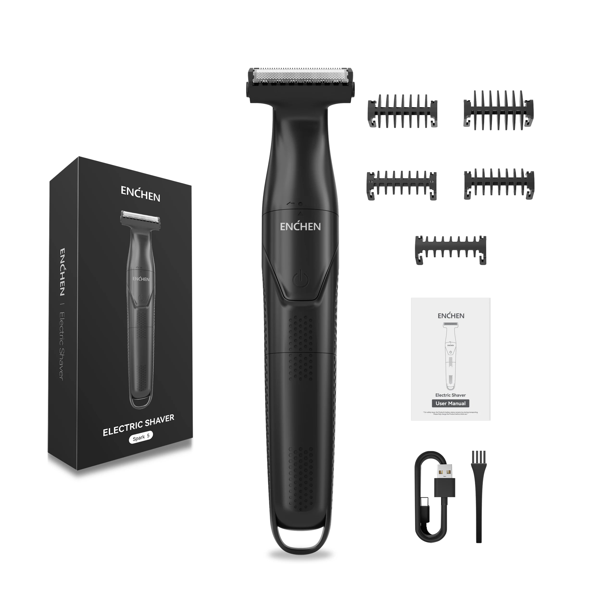 Waterproof Electric Body Hair Trimmer & Shaver IPX6 | 90-Min Battery, 5 Guide Combs