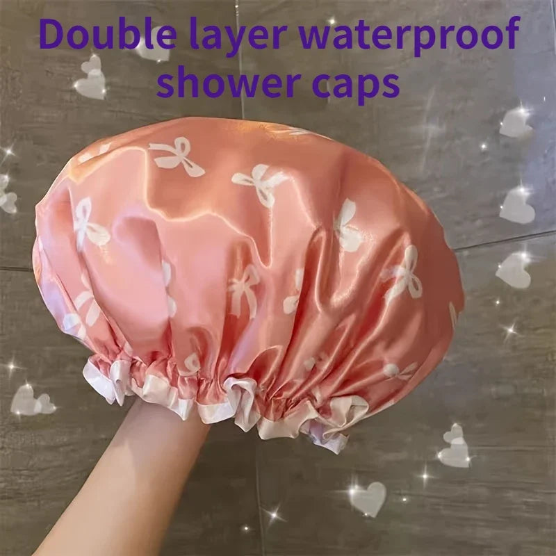 Double-Layer Waterproof Shower Cap