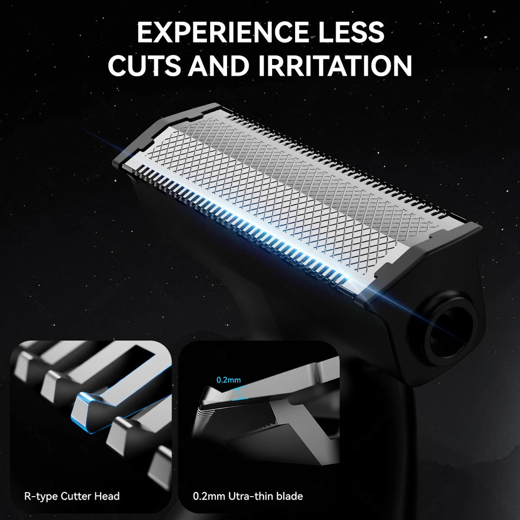 Waterproof Electric Body Hair Trimmer & Shaver IPX6 | 90-Min Battery, 5 Guide Combs