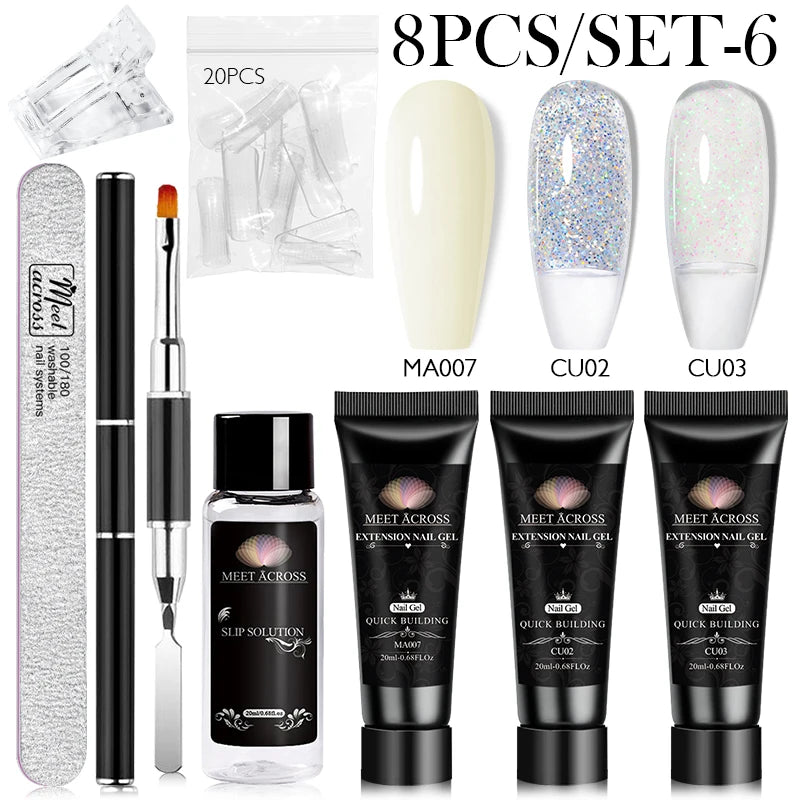 MEET ACROSS Polygel Extension Nail Set – 8 Colors