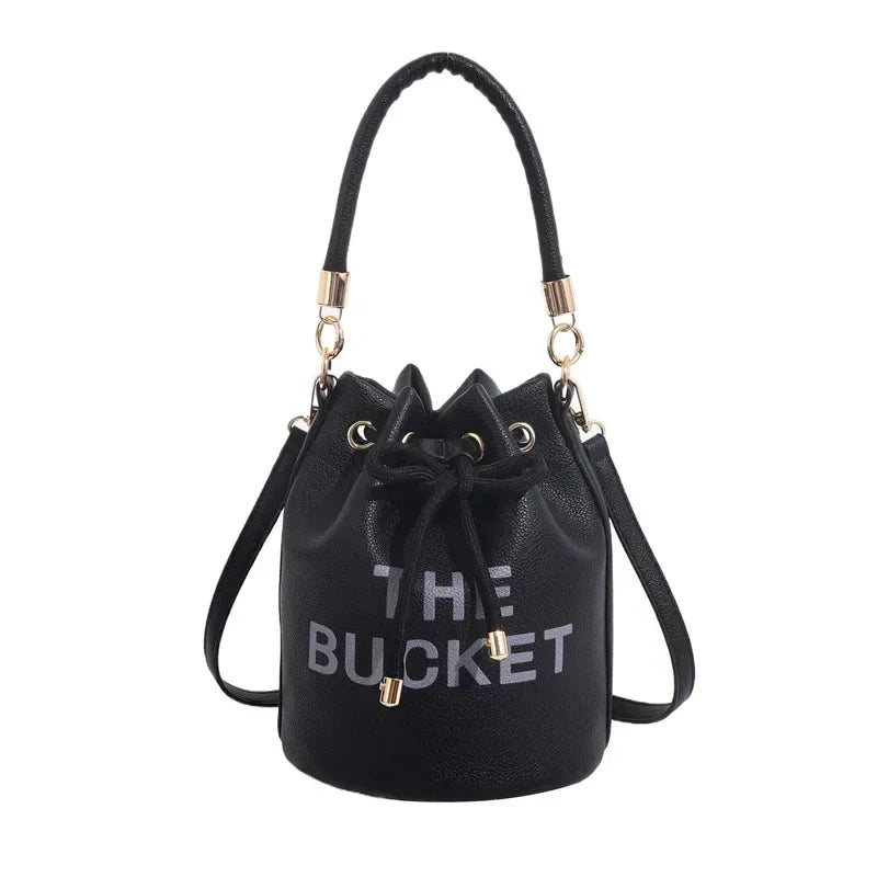 Women's Denim & Vegan Leather Bucket Bag | Casual Crossbody Shoulder Purse