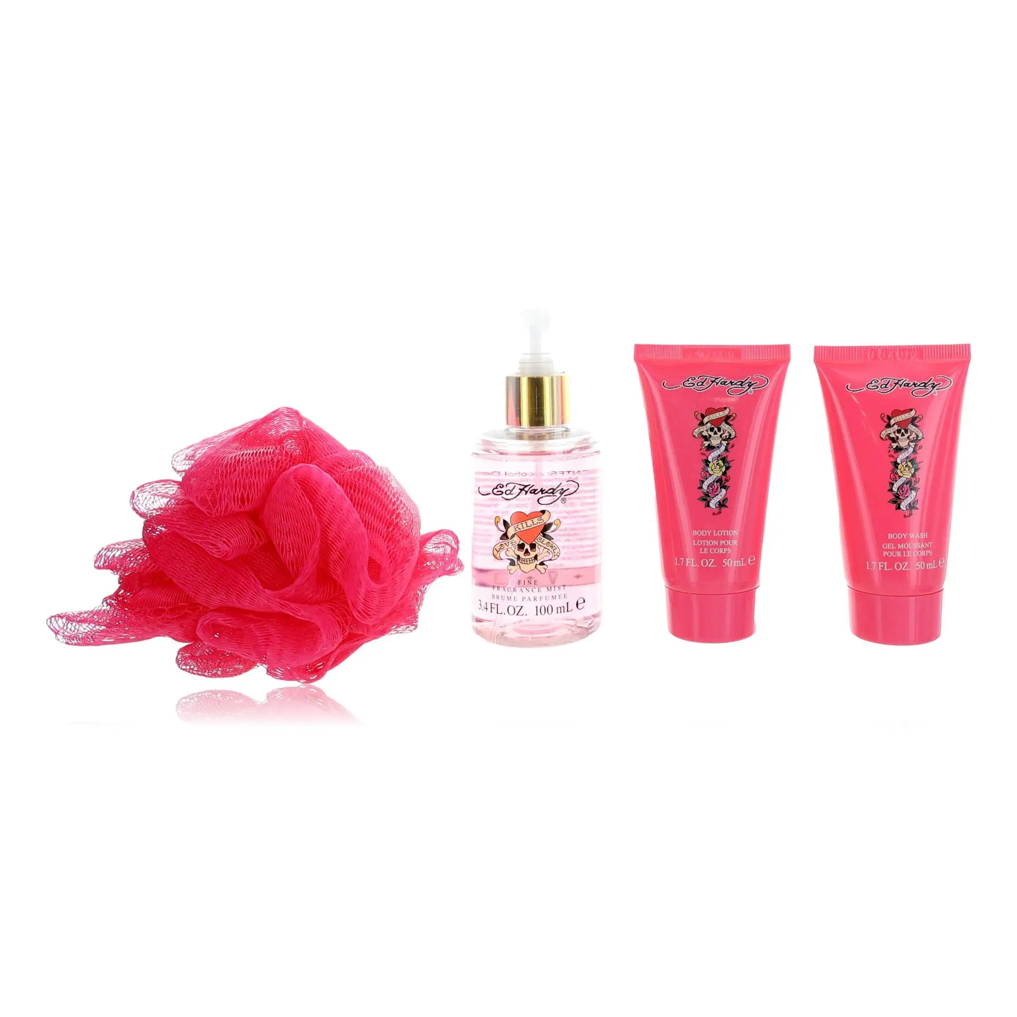 Women's Fruity Floral Body Gift Set | Body Wash, Mist, Lotion & Loofah 4-Piece