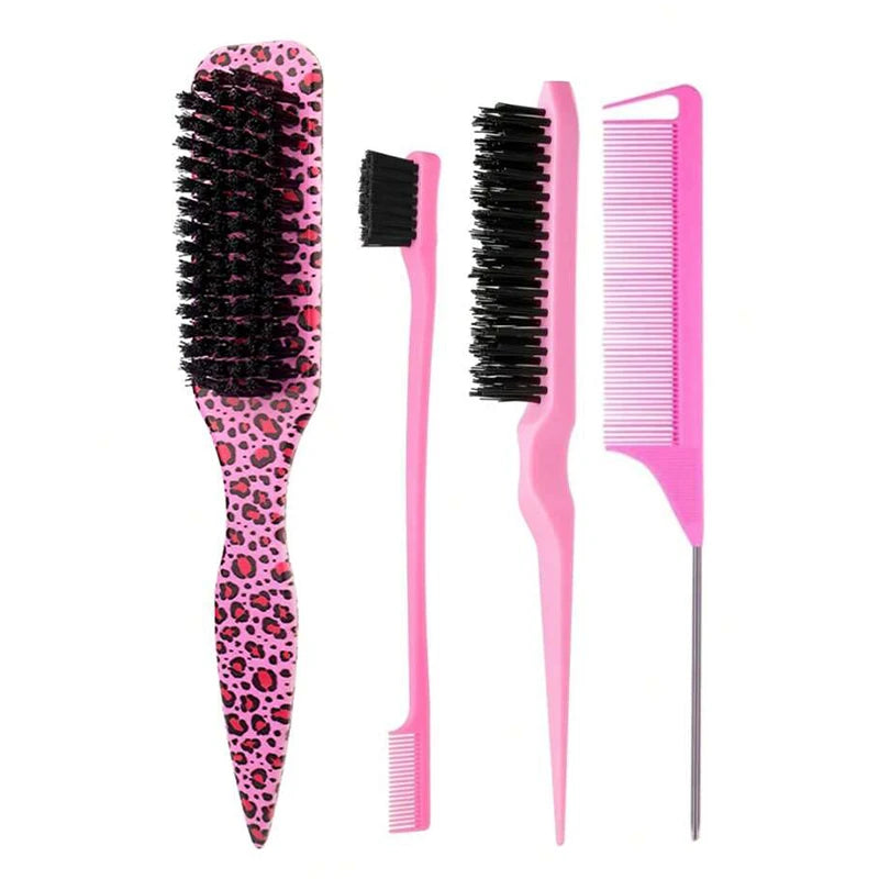 Boar Bristle Slick Back Hairbrush Set