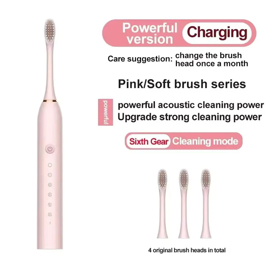 Electric Ultrasonic Toothbrush | 6-Speed USB Rechargeable Waterproof Toothbrush for Adults