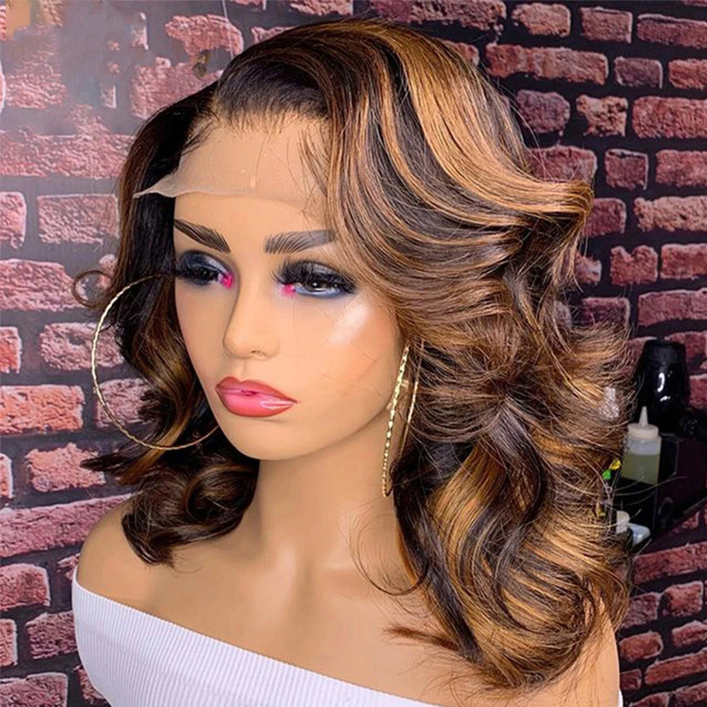 Honey Blonde Highlight Bob Lace Front Wig