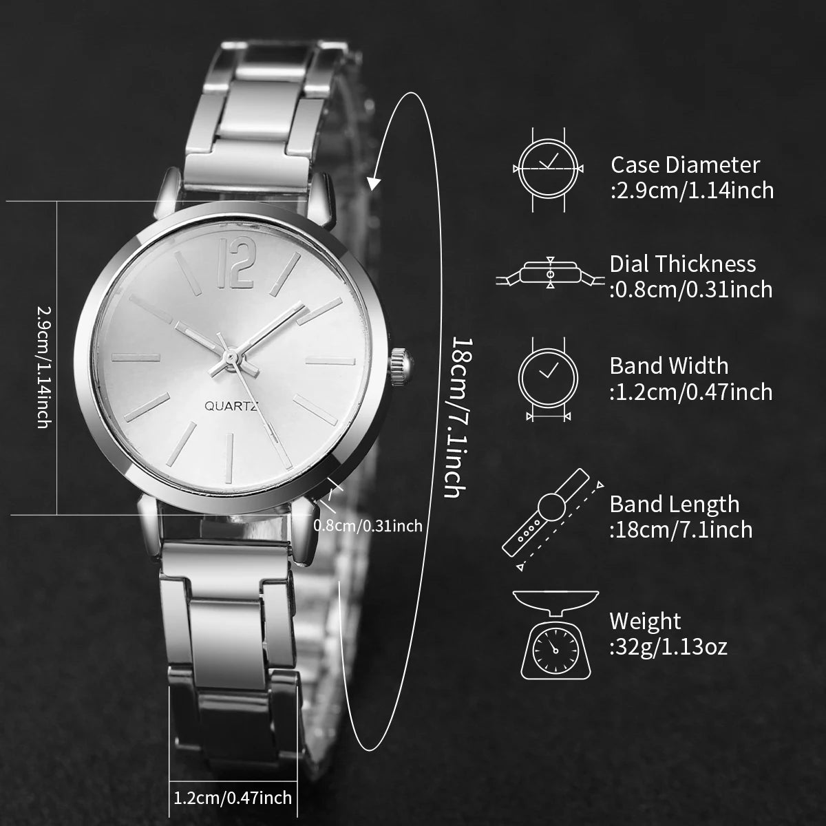 Women's 2-Piece Gold Quartz Watch & Cuff Bracelet Set