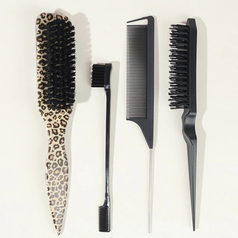 Boar Bristle Slick Back Hairbrush Set