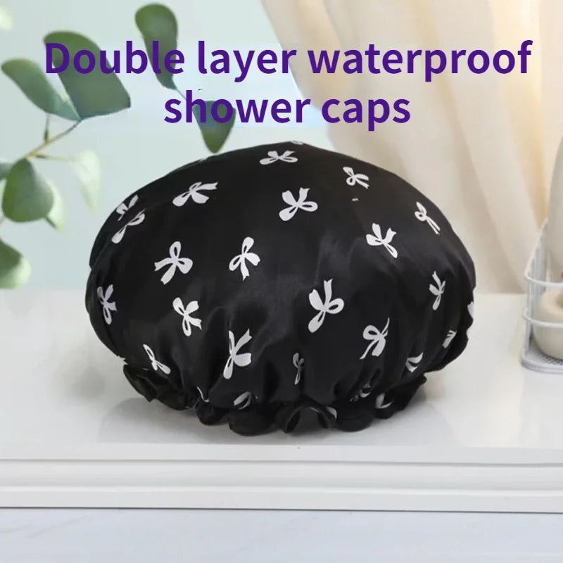 Double-Layer Waterproof Shower Cap