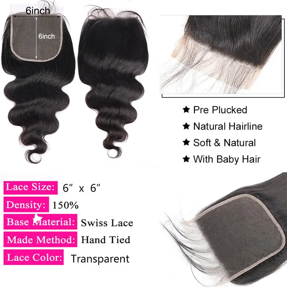 Body Wave HD Swiss Lace Closure