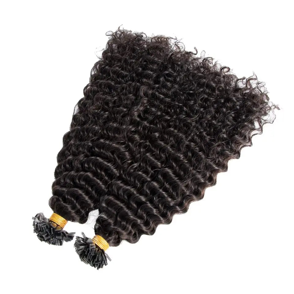 Deep Curly Flat-Tip Keratin Extensions