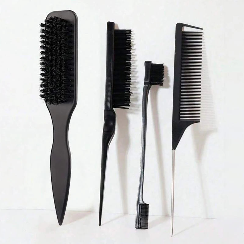 Boar Bristle Slick Back Hairbrush Set