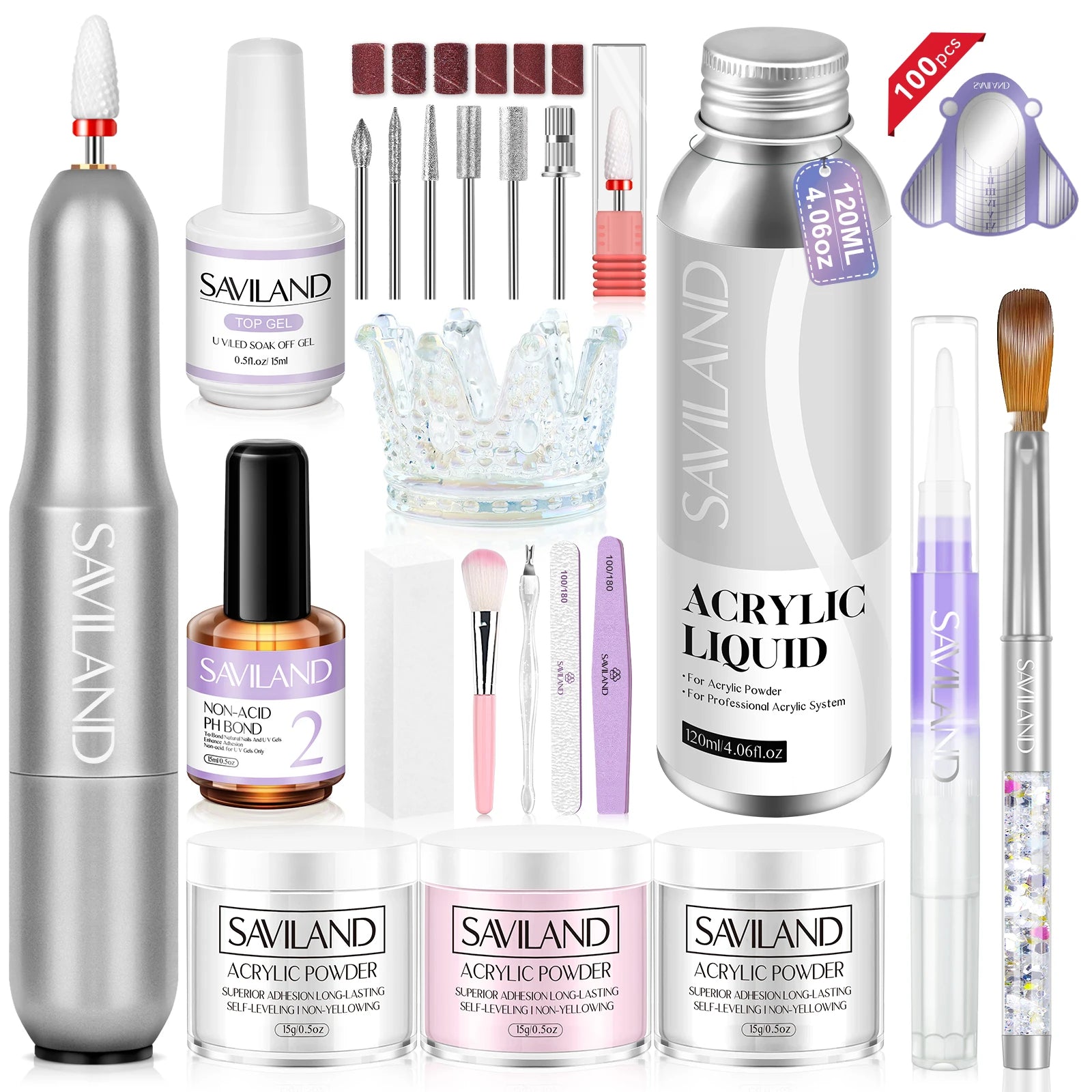 Saviland Acrylic Nail Kit with Nail Drill
