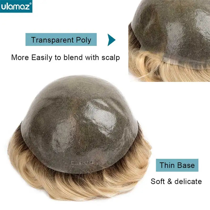 Poly PU Ombre Platinum Men’s Toupee