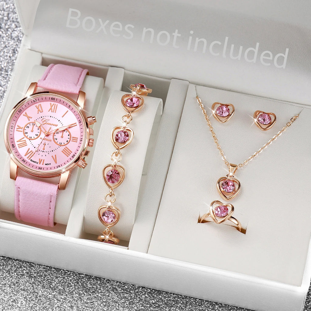 Women's 6-Piece Rhinestone Watch & Jewelry Set