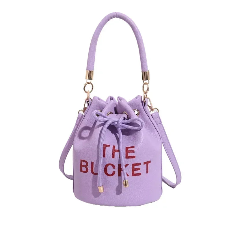 Women's Denim & Vegan Leather Bucket Bag | Casual Crossbody Shoulder Purse