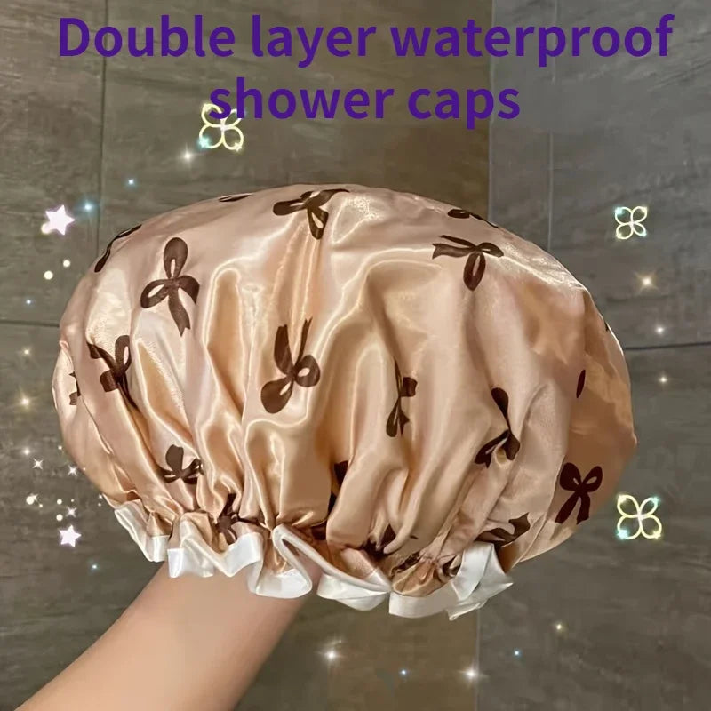 Double-Layer Waterproof Shower Cap