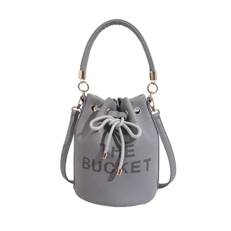 Women's Denim & Vegan Leather Bucket Bag | Casual Crossbody Shoulder Purse