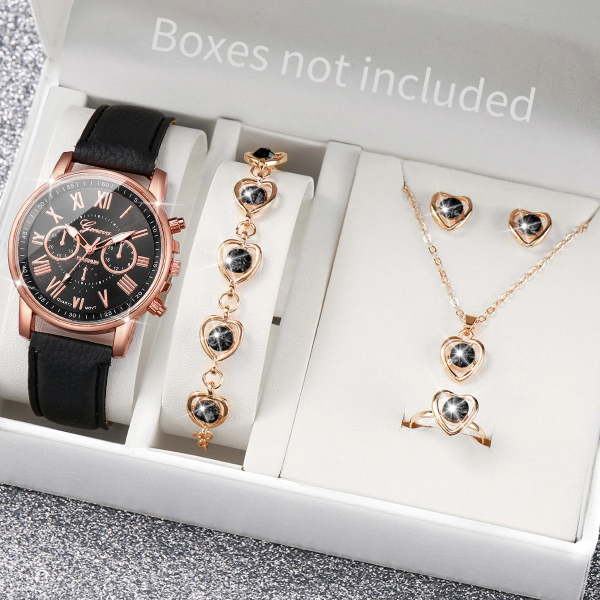 Women's 6-Piece Rhinestone Watch & Jewelry Set