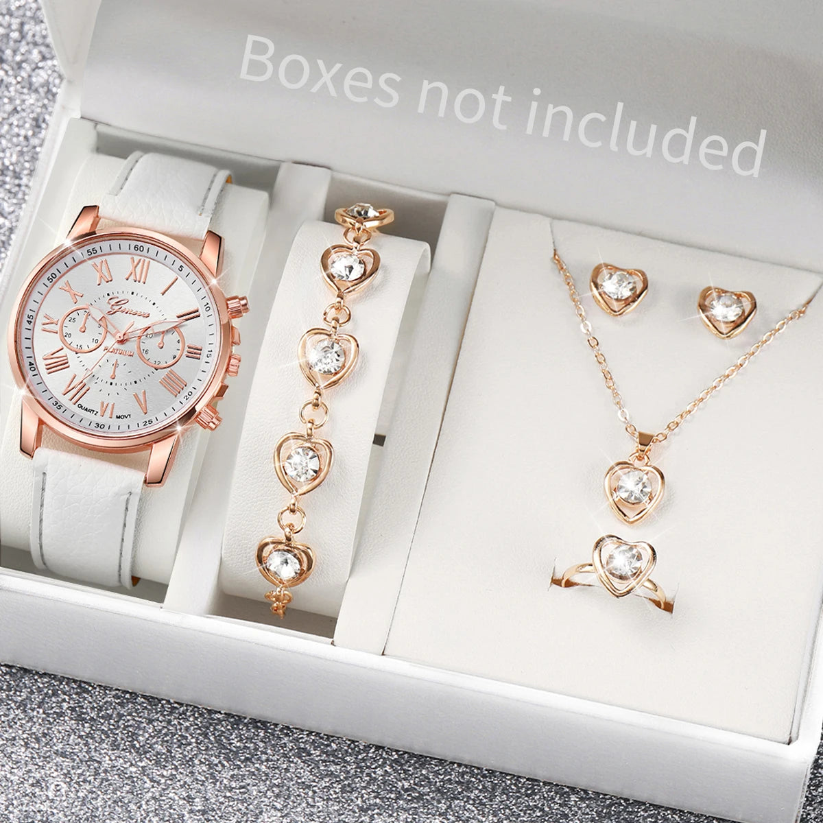 Women's 6-Piece Rhinestone Watch & Jewelry Set