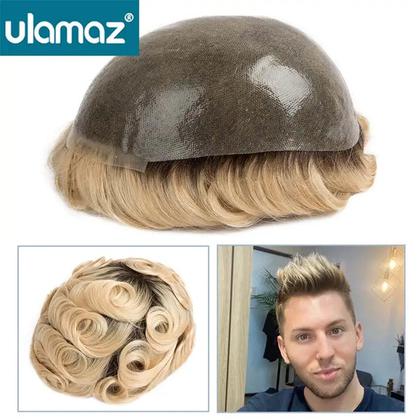 Poly PU Ombre Platinum Men’s Toupee